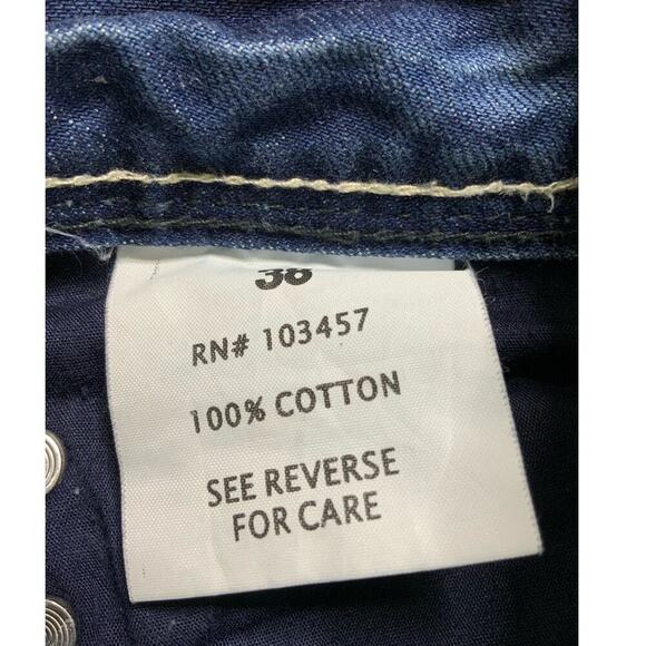 Division E Jeans Mens 38x27 Whiskers Distressed Straight Leg Mid Wash Streetwear - Picture 11 of 14